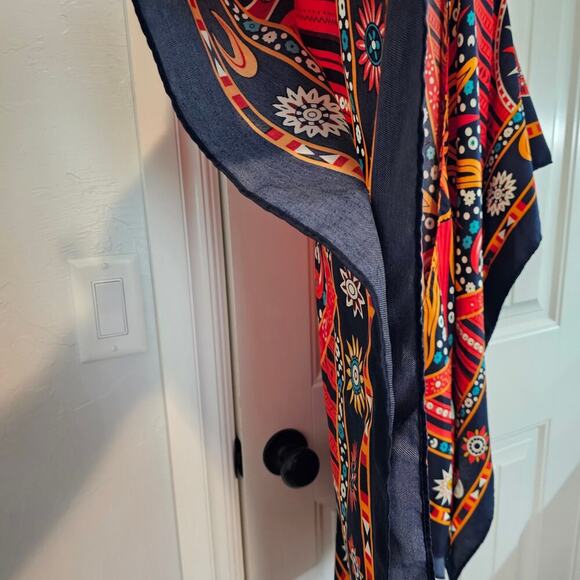 Floral Kimono Womens 2X Red Sun Moon Fringe Open Indie Relaxed Boho Festival - Picture 5 of 11